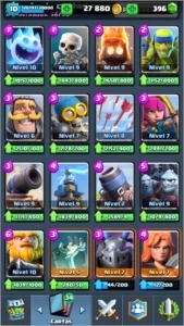 Clash Royale nv 10, highest 3909, 4 lendárias
