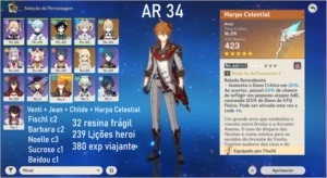 AR 33 Venti + Childe + Jean + Harpa Celestial - Genshin Impact