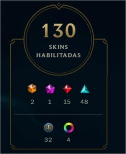 conta de lol com 130 skins, barata com 85 pts de prestigio - League of Legends