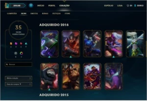 Conta gold com 35 skins. - League of Legends LOL