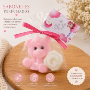 Sabonete perfumado ursinha com Inicial - Artesanato e Personalizados