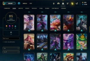 Conta Unranked com 100 Champs e 85 Skins + 900 RP - League of Legends LOL