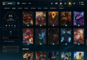 Conta Unranked com 100 Champs e 85 Skins + 900 RP - League of Legends LOL