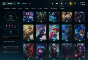 Conta Unranked com 100 Champs e 85 Skins + 900 RP - League of Legends LOL