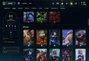 Conta Unranked com 100 Champs e 85 Skins + 900 RP - League of Legends LOL