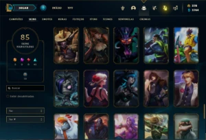 Conta Unranked com 100 Champs e 85 Skins + 900 RP - League of Legends LOL