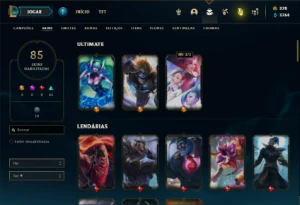 Conta Unranked com 100 Champs e 85 Skins + 900 RP - League of Legends LOL