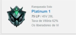 CONTA SMURF PLATINA 1 - League of Legends LOL