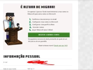 Conta minecraft Java Edition c/ Migração Windows.