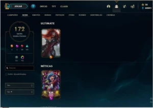 CONTA LEAGUE OF LEGENDS PLAT 2  TODOS OS CHAMPS 172 SKINS LOL