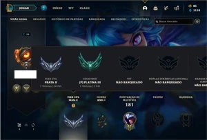 Conta Platina 3 com 43 Champs e 21 Skins + 1 Fragmento - League of Legends LOL