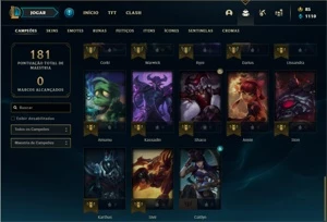 Conta Platina 3 com 43 Champs e 21 Skins + 1 Fragmento - League of Legends LOL