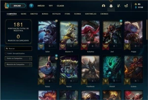 Conta Platina 3 com 43 Champs e 21 Skins + 1 Fragmento - League of Legends LOL