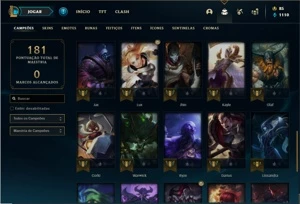 Conta Platina 3 com 43 Champs e 21 Skins + 1 Fragmento - League of Legends LOL