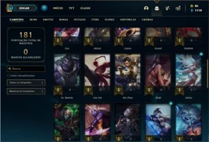 Conta Platina 3 com 43 Champs e 21 Skins + 1 Fragmento - League of Legends LOL