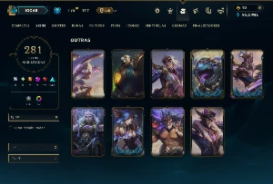 Ouro 3 com TODOS os Champs e 281 Skins ( ADC / JG / TOP ) - League of Legends LOL