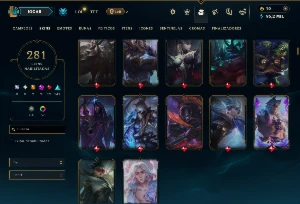 Ouro 3 com TODOS os Champs e 281 Skins ( ADC / JG / TOP ) - League of Legends LOL