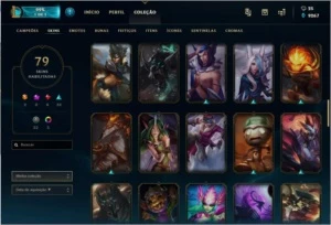 Conta LoL Prata IV com 79 skins e no Lv134, com bordas raras - League of Legends
