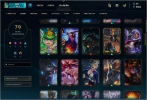 Conta LoL Prata IV com 79 skins e no Lv134, com bordas raras - League of Legends