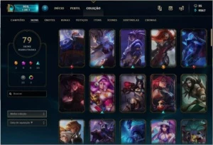 Conta LoL Prata IV com 79 skins e no Lv134, com bordas raras - League of Legends