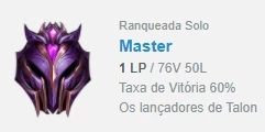 conta mestre 60%wr - League of Legends LOL