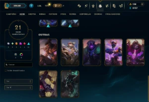 Ouro 3 com 110 Champs e 21 Skins +1 Prestigio - League of Legends LOL