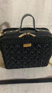 Bolsa Bag Ayla Preta em Fio Náutico com Corrente - Artesanato e Personalizados