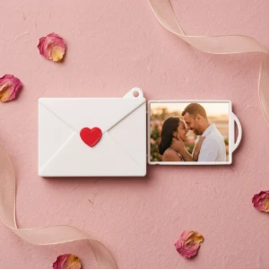 Chaveiro Envelope Retrátil para Foto ou Mensagem - Artesanato e Personalizados