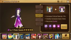 Reroll Summoners War lvl10 com Polar Queen Dark - Lydia