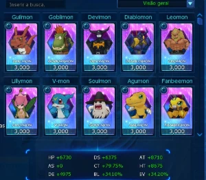 Conta LA OMEGA 1 U X7SM e quase todos os SSS+ do game - Digimon Masters Online DMO