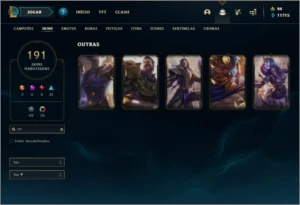 Conta platina 4 com TODOS os champs e 191 skins ( MAIN JG ) - League of Legends LOL