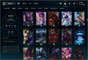 Conta platina 4 com TODOS os champs e 191 skins ( MAIN JG ) - League of Legends LOL