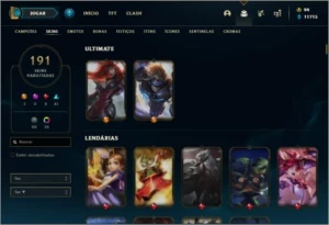 Conta platina 4 com TODOS os champs e 191 skins ( MAIN JG ) - League of Legends LOL