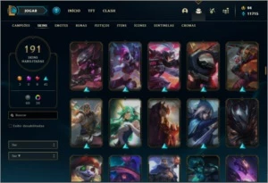 Conta platina 4 com TODOS os champs e 191 skins ( MAIN JG ) - League of Legends LOL