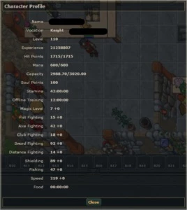 Venda Char Lvl 110 EK Fidera - Tibia