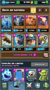 Arena Lendária - 6 Cartas Lendárias - Nível 10 - Clash Royale