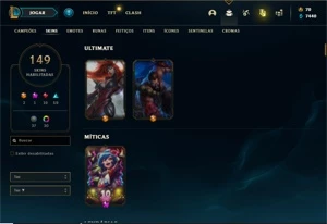 Conta ouro 4 com 120 Champs e 149 Skins + 30 Cromas - League of Legends LOL
