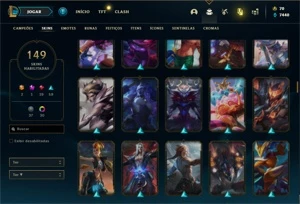 Conta ouro 4 com 120 Champs e 149 Skins + 30 Cromas - League of Legends LOL