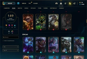 Conta ouro 4 com 120 Champs e 149 Skins + 30 Cromas - League of Legends LOL