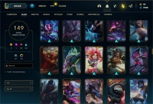 Conta ouro 4 com 120 Champs e 149 Skins + 30 Cromas - League of Legends LOL