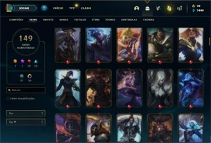 Conta ouro 4 com 120 Champs e 149 Skins + 30 Cromas - League of Legends LOL