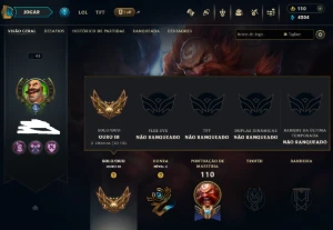 conta Lol Ouro, 9 Skins, Lvl 43, Upada na mao - League of Legends