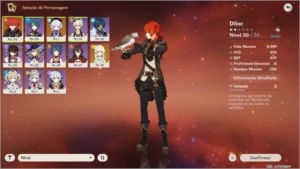 Conta Genshin Impact com diluc e qiqi