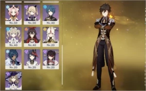Albedo, Zhongli, qiqi, mona e 2 armas 5* - Genshin Impact