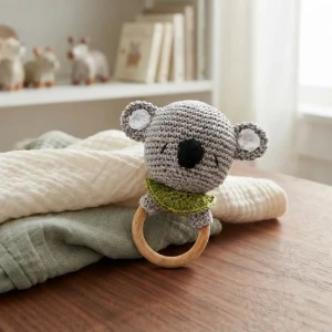 Chocalho Urso Amigurumi - Artesanato e Personalizados
