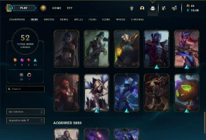 Conta mestre 201pdl 52 Skins League of Legends LOL