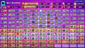92k troféus. 585 skins. 106/106 brawlers. Conta full - Brawl Stars