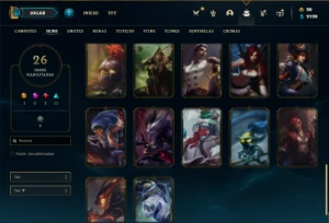 Conta bronze 1 com 60 Champs e 26 Skins ( mais de 100 jogos) - League of Legends LOL