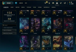 Conta bronze 1 com 60 Champs e 26 Skins ( mais de 100 jogos) - League of Legends LOL