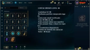 CONTA SMURFS UNRANKED - League of Legends LOL